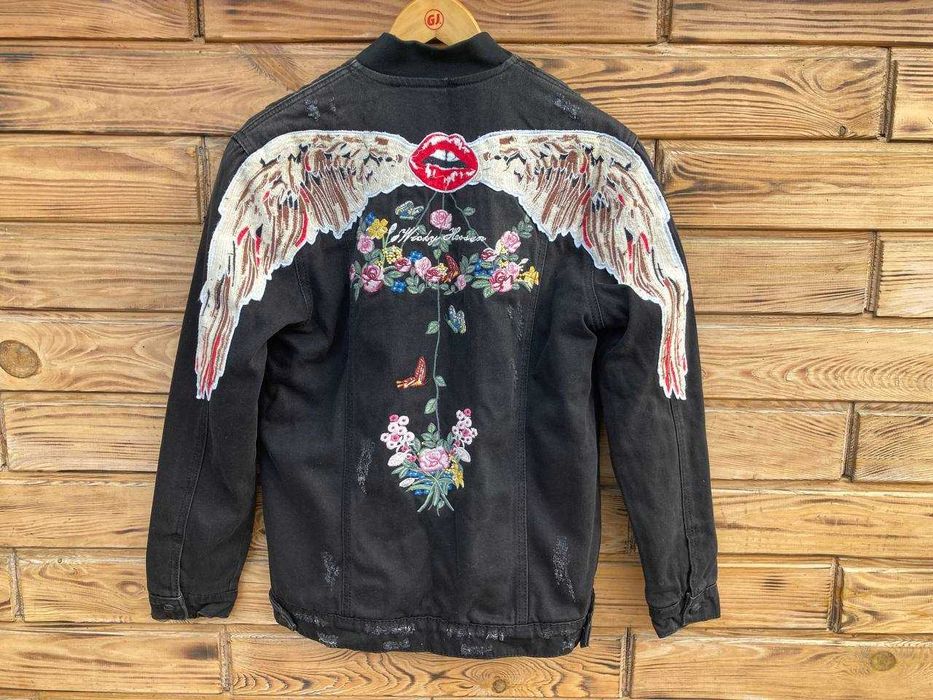 Жіноча джинсова куртка з вишивкою на штучному хутрі Туреччина