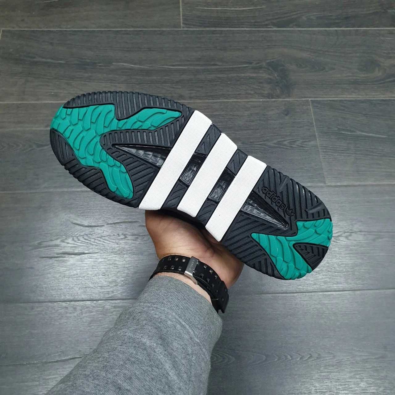 Кроссовки Мужские /Кросівки Adidas Niteball Black Green/Premium Lux