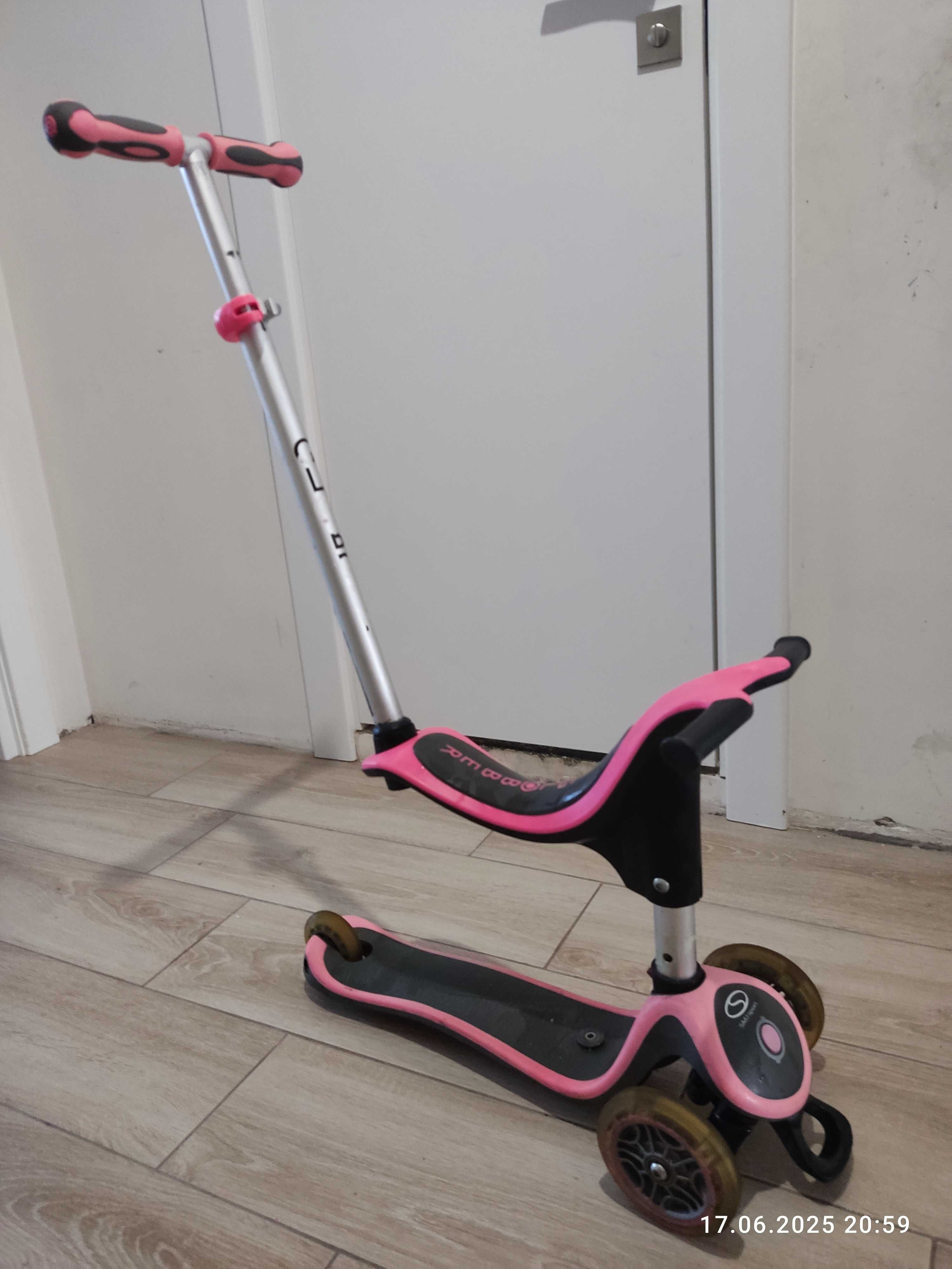 Самокат-велобіг Globber EVO 4 in 1 Plus Lights (рожевий)