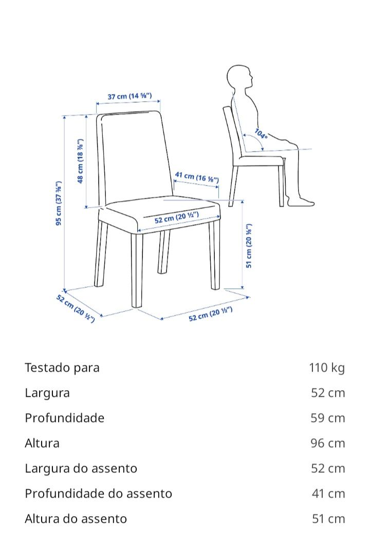 Conjunto de Jantar -Mesa extensível e 6 Cadeiras