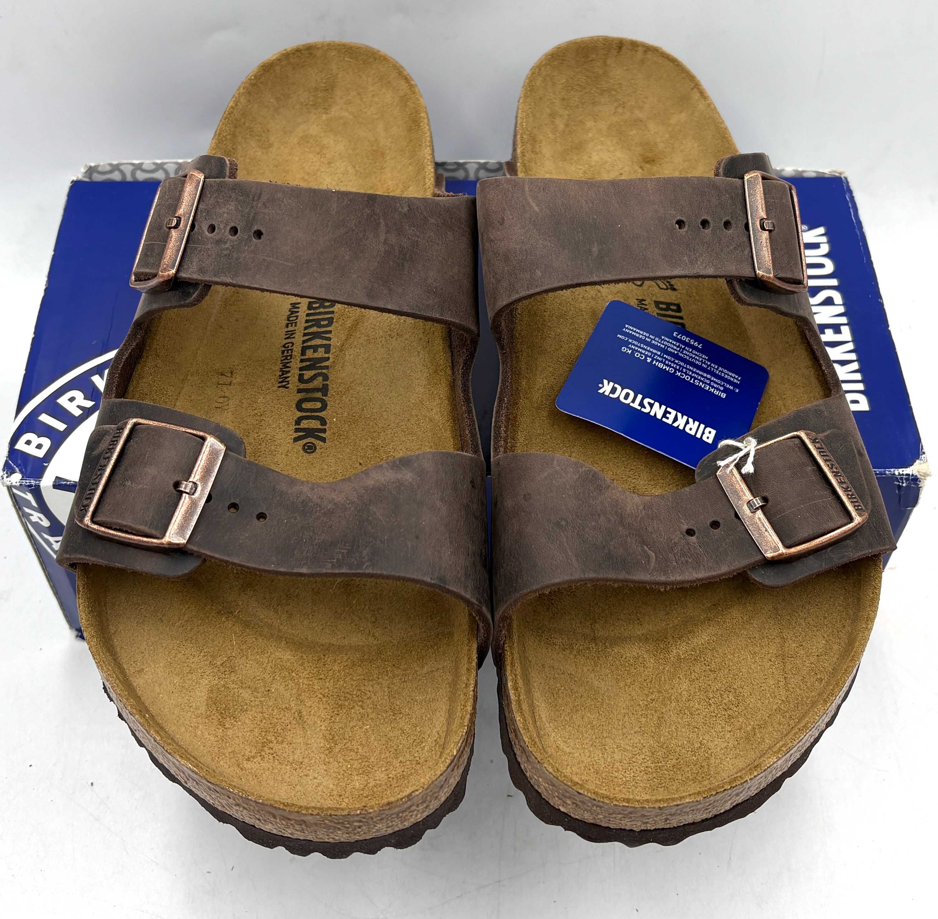 ‼️Nowe oryginalne klapki BIRKENSTOCK Arizona brązowe 45 AZ 256p skóra
