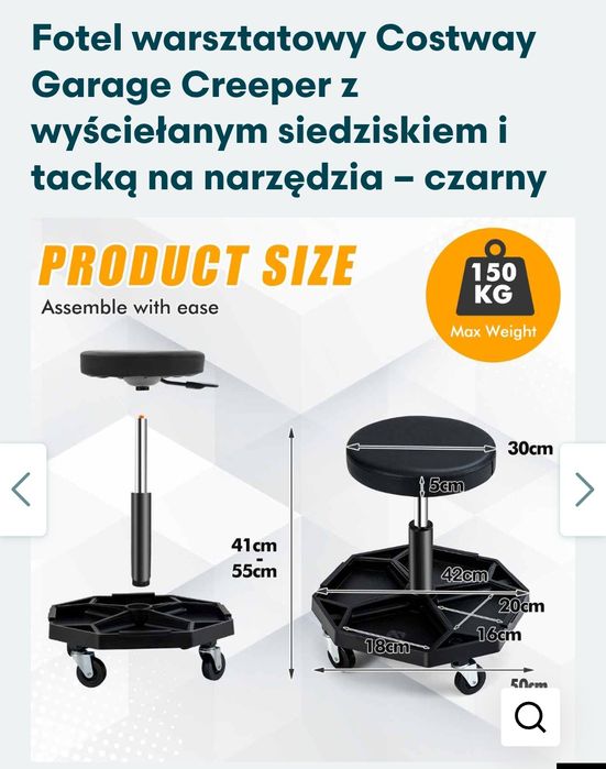 Krzesło garażowe nowe firmy costway