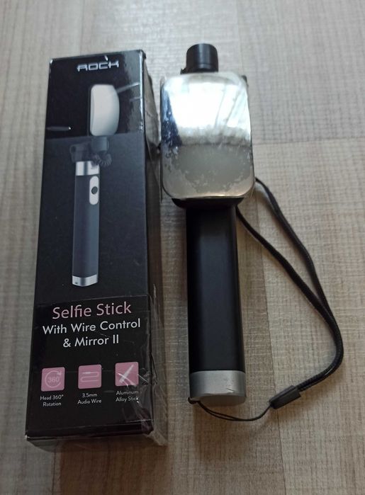 Палиця для селфі ROCK Selfie Stick з дзеркалом Black (ROT0769)