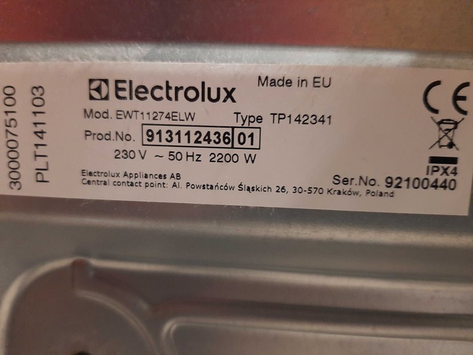 Pralka ELECTROLUX EWT11274ELW na części lub do naprawy