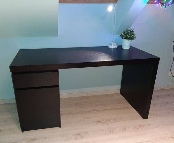 PILNE biurko MALM IKEA czarne czarnobrąz