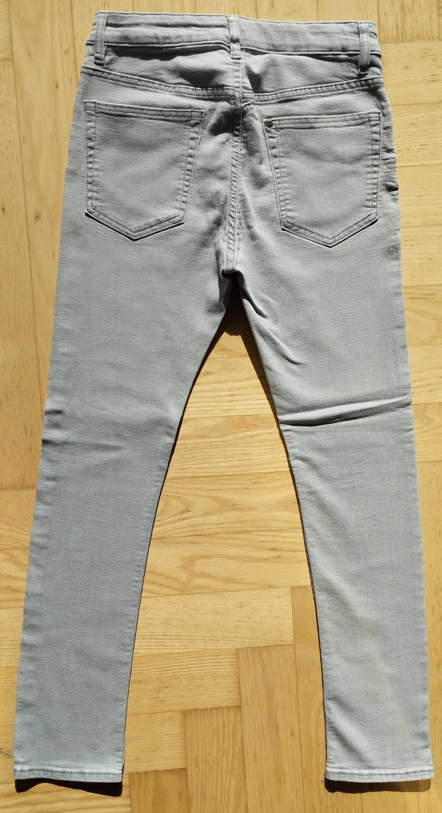 35. H&M_152 cm_11-12 lat_szare jeansy_skinny fit_spodnie_jak nowe