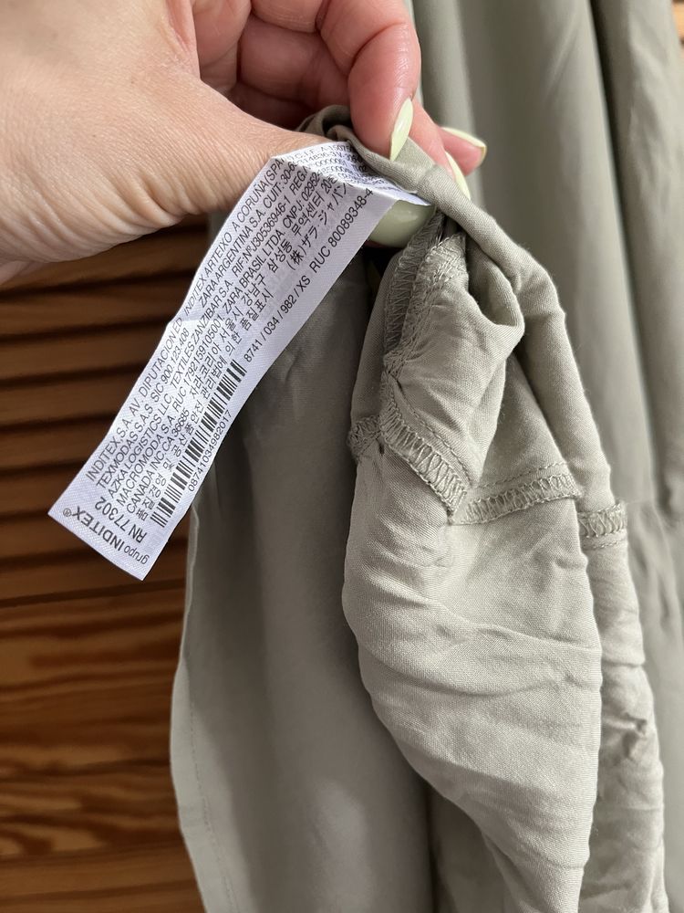 Sukienka khaki Zara XS wiskozowa maxi lato