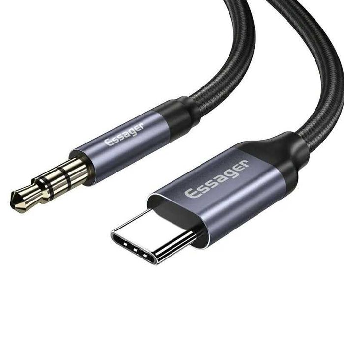 1m Przejściówka USB-C do Mini Jack 3.5mm - Adapter Radio AUX Smartfon