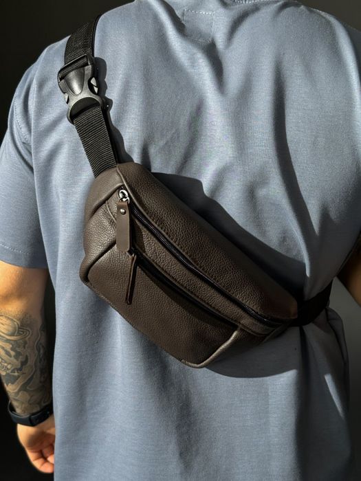 Шкіряна чоловіча сумка бананка|мужская кожаная сумка бананка барсетка