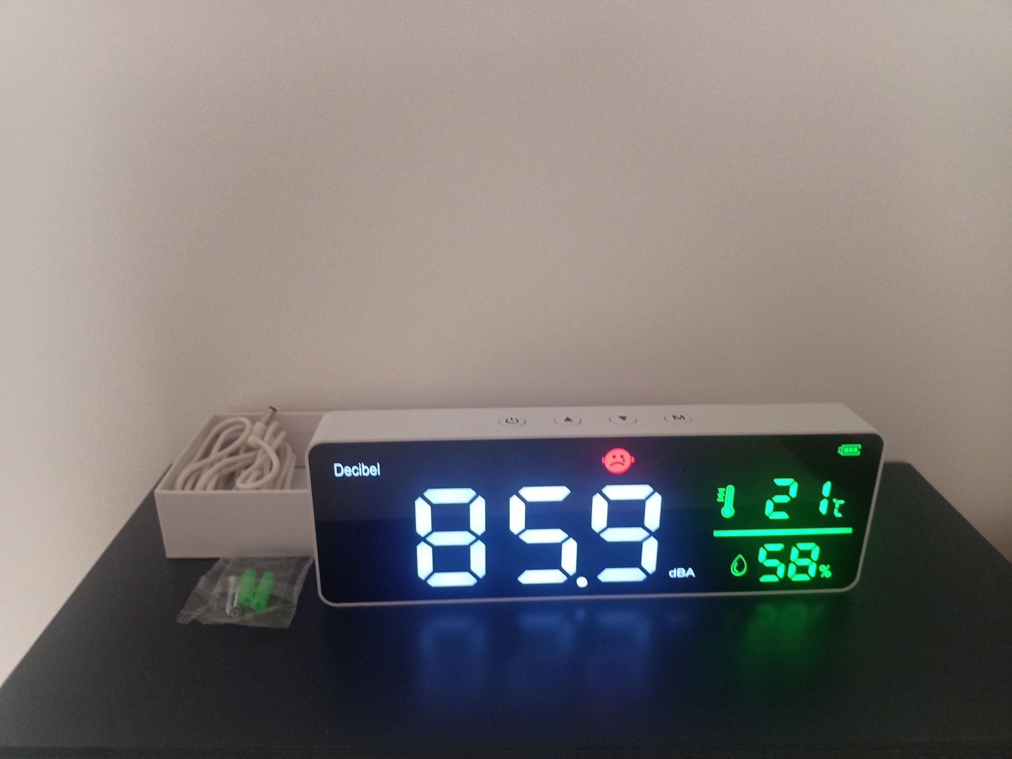 Decibel Miernik poziomu dźwięku decybeli temperatury wilgotności LED