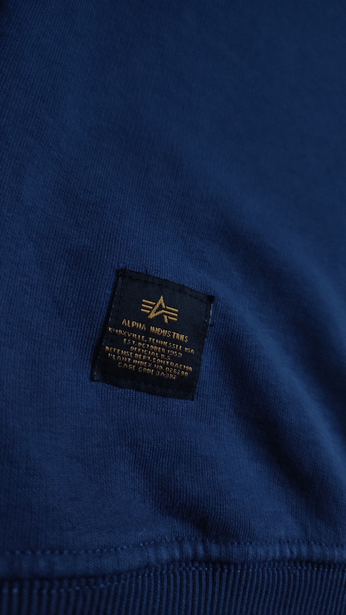 Світшот Alpha Industries navy на лампасах (Розмір L)