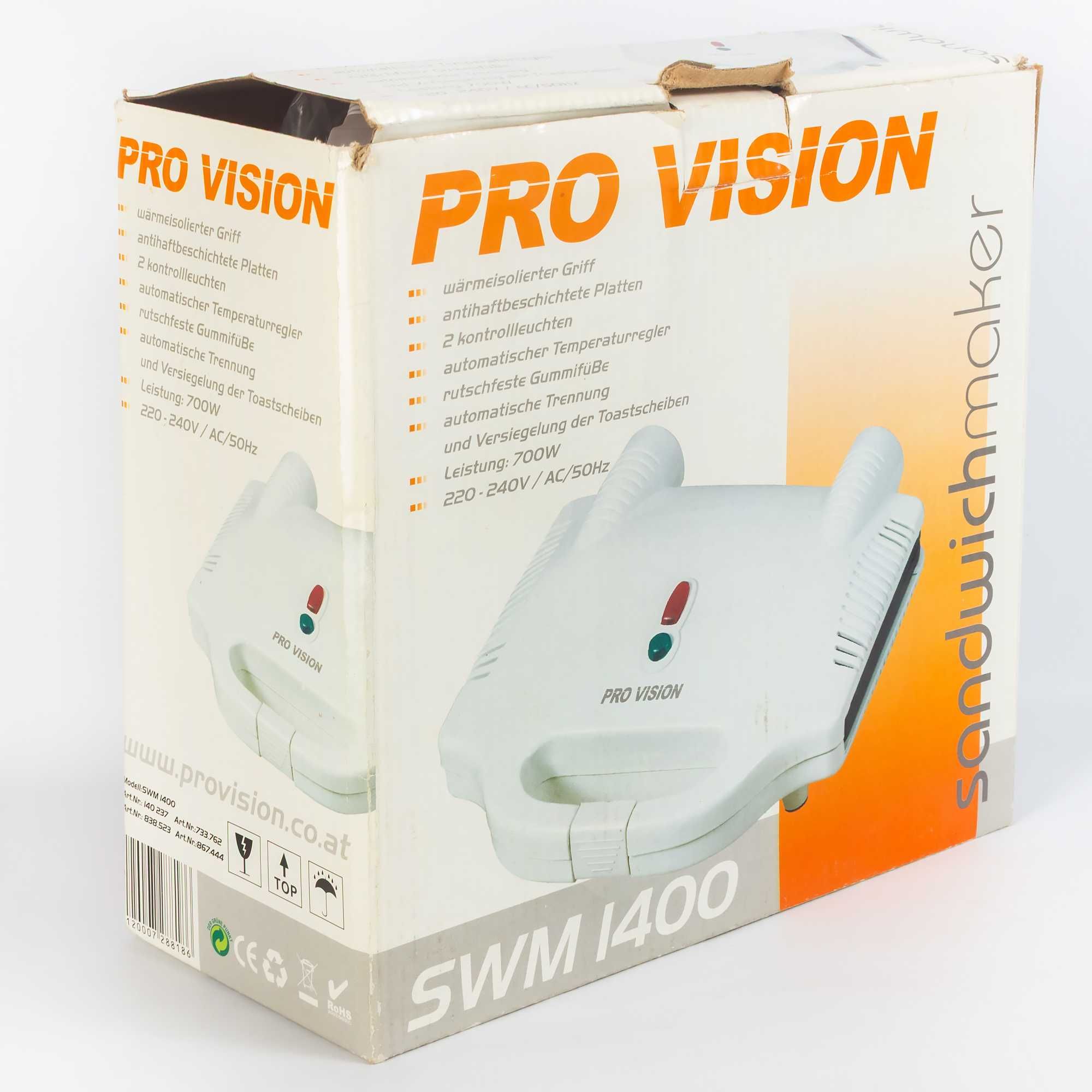 Бутербродница, сендвичница электрическая Pro vision SWM 1400 700W.