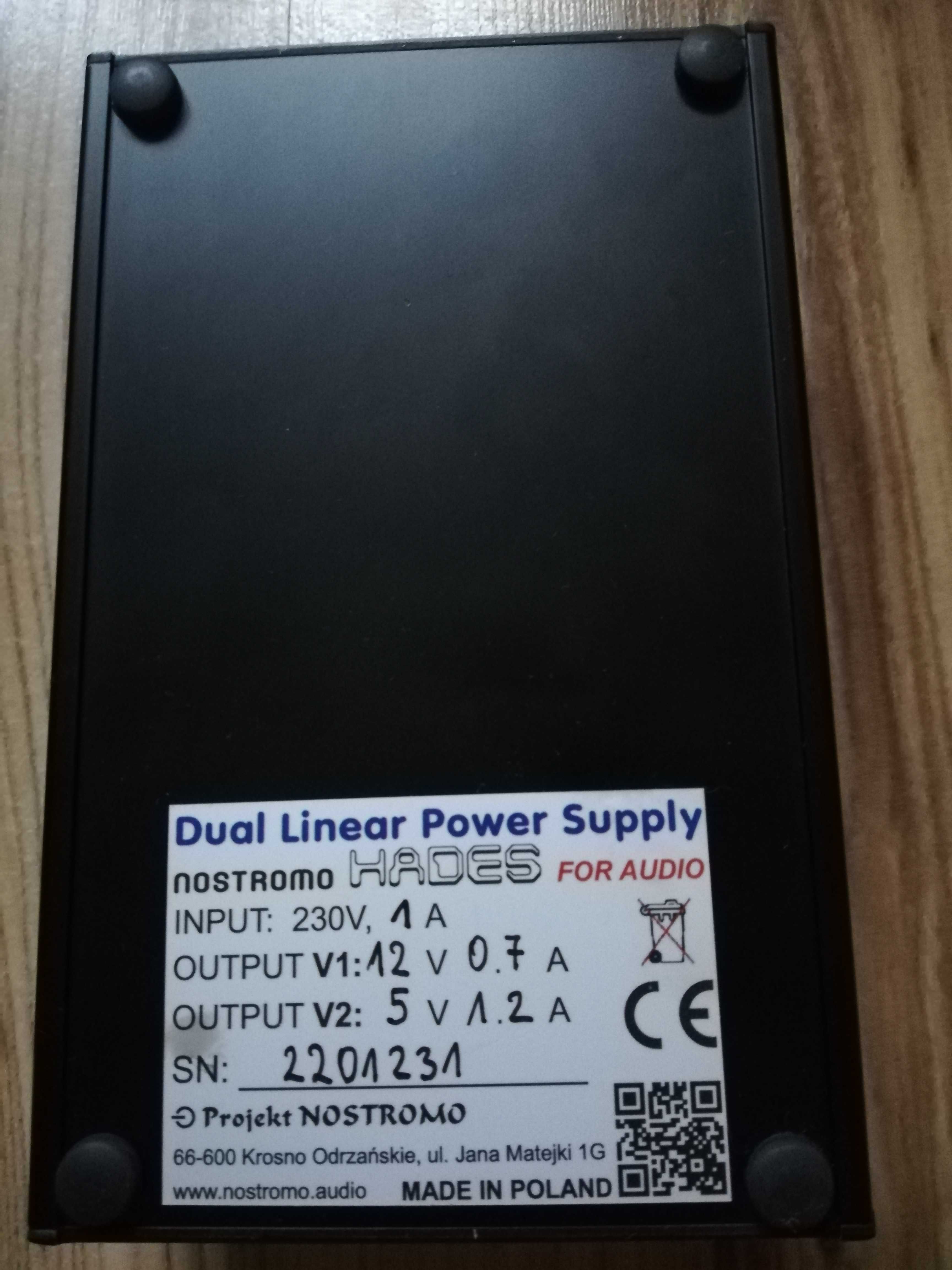 Zasilacz liniowy do audio Nostromo Hades - posiada 2 napięcia  12V 5V