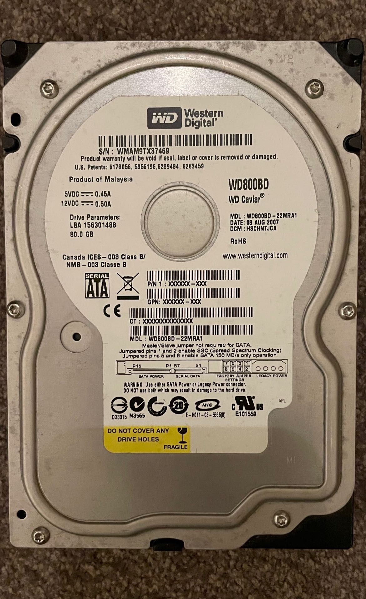 Disco Western Digital 80GB