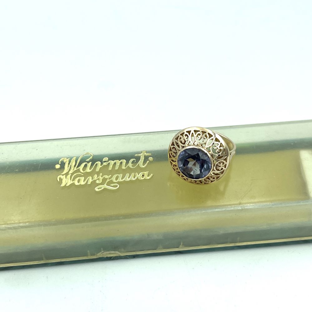 Złoty pierścionek Warmet z aleksandrytem wzor SP-101 lilie