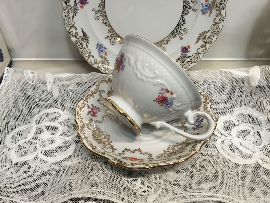 trio de chá porcelana Bavaria alemã Schumann