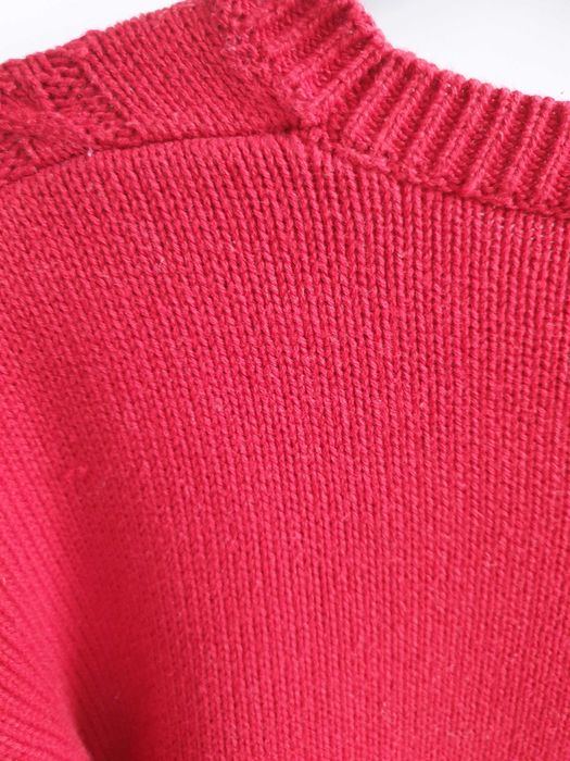 Czerwony sweter retro haftowany w liście Tulchan vintage L 40