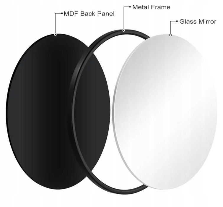 Lustro ścienne Woltu koło 60cm x 60cm Szkło Metalu i płyty MDF NrG195