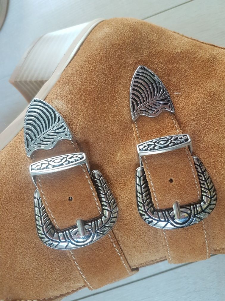 Nowe buty damskie za kostkę sztyblety 41 Promod  muszkieterki zamsz