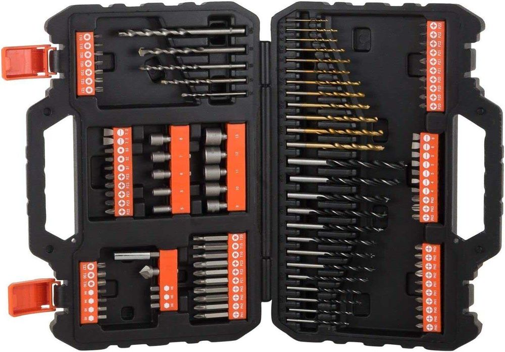 BLACK+DECKER-Conj. de 109 peças c/ brocas "titânio, novo