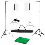 Vidaxl Fotograficzny Zestaw Studyjny Z Lampami Softbox I Tłem