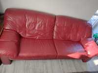 Skórzana  sofa  czerwona