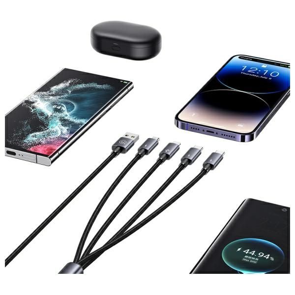 USAMS Kabel 4w1 2xUSB-C/Lightning/MicroUSB 15W 1,2m Aluminum Alloy