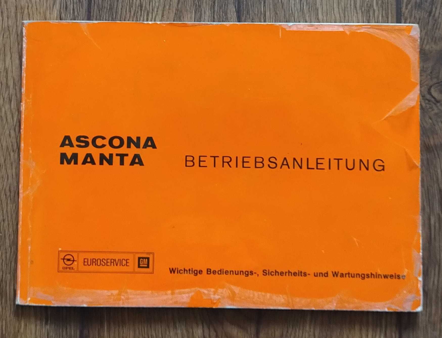 Opel Ascona Manta oryginalna instrukcja obsługi