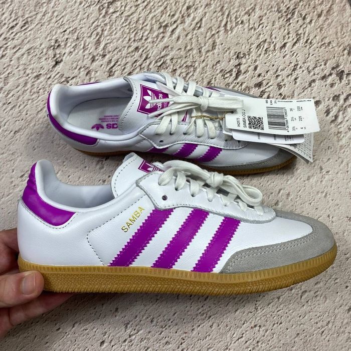 оригінал ih2873 нові жіночі кеди adidas casual samba og white/purple