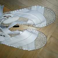 Skórzane sandałki espadryle białe skóra naturalna sandały Reserved 39