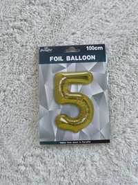 Nowy balon cyfra 5 złoty 100 cm urodziny na hel