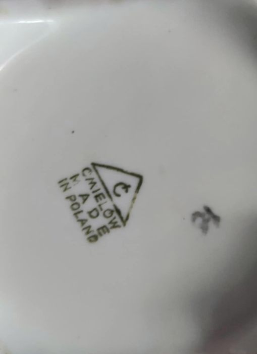 Stary duży porcelanowy dzbanek Ćmielów Rococo pozłacane zdobienia