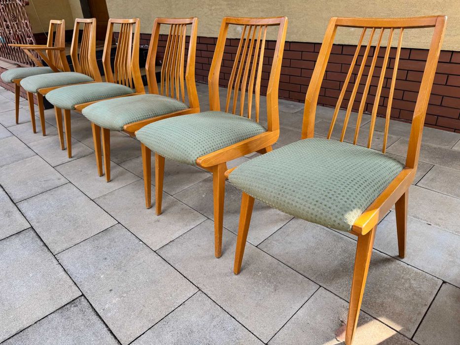 krzesła proste stół pokojowe kuchenne solidne drewniane art deco  prl