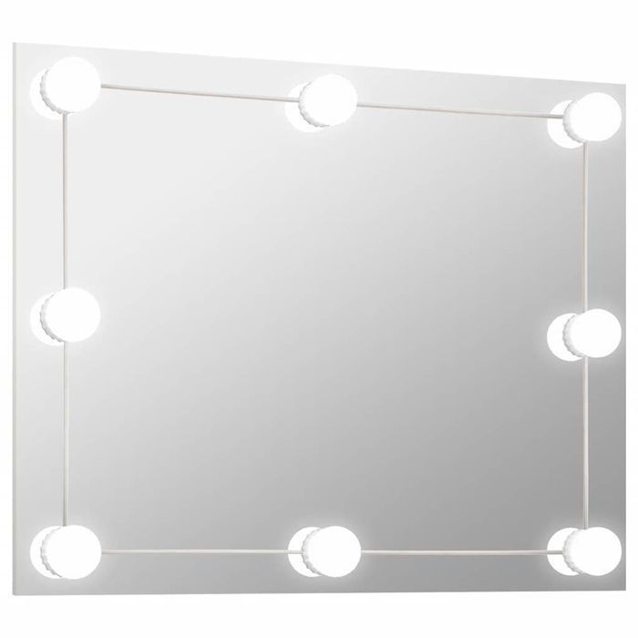 Vidaxl Lustro Ścienne Z Lampkami Led, Bez Ramy, Prostokątne, Szklane