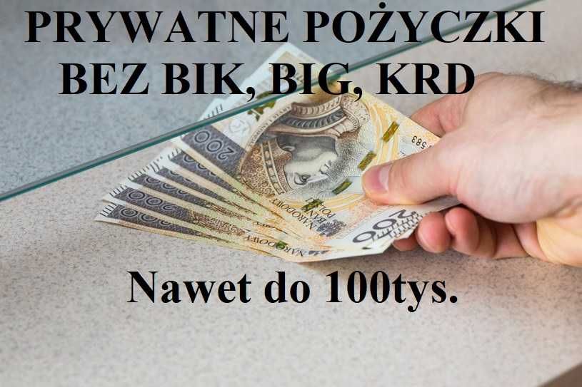 Prywatne pożyczki bez BIK, BIG, KRD