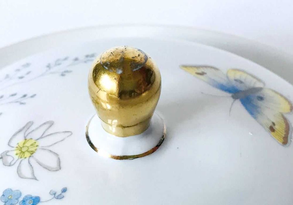 Maselniczka porcelanowa Kwiaty Motyle Złocenia Seltmann Weiden Bavaria