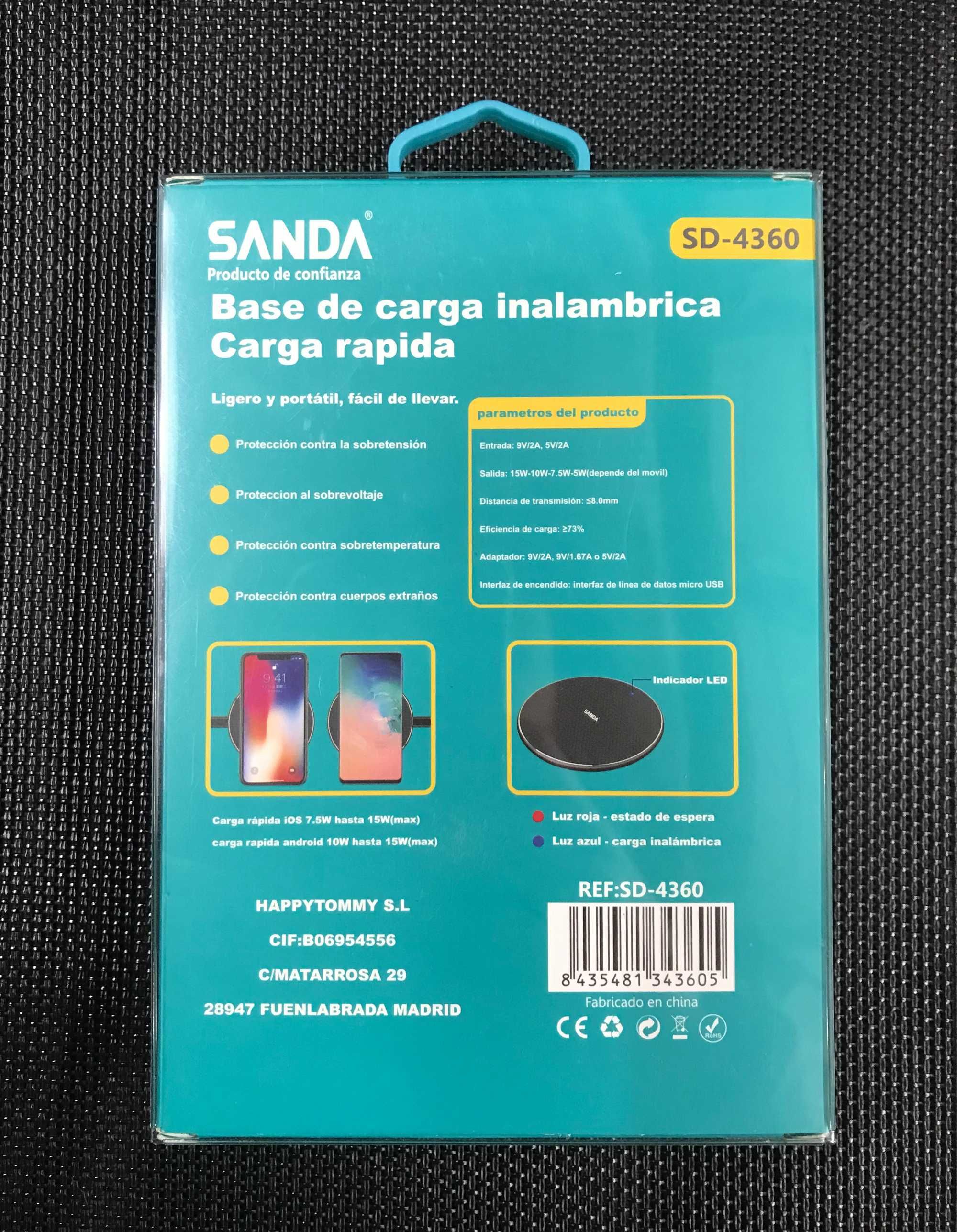 Carregador Wireless 15W -Carregador sem fios para smartphone/telemóvel