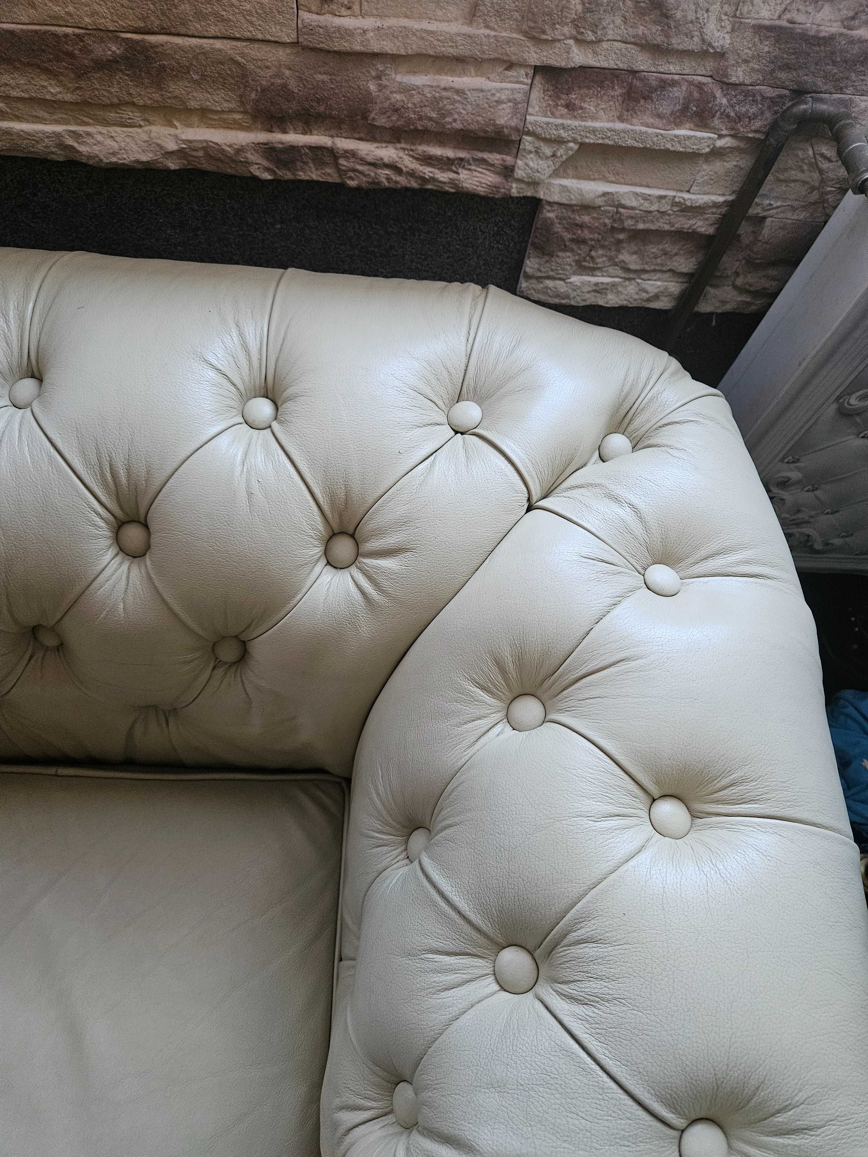 Kanapa chesterfield skóra natura