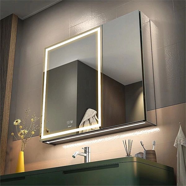 Podświetlana Szafka Łazienkowa Z Lustrem Led I Usb 750 X 700 Mm Ganpe