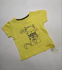 top tshirt koszulka z krótkim rękawem kotek żółta 92 primark