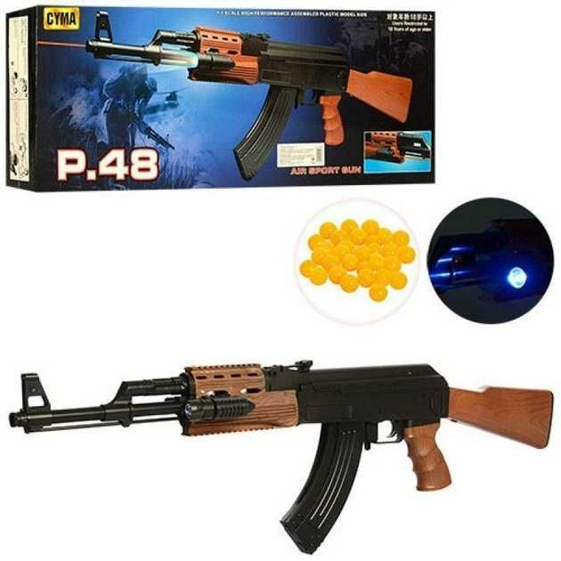 Игрушечный автомат Калашникова АК на пульках с лазером, Cyma Р48