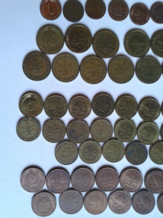 Монеты ФРГ 1,2,5,10 пфеннигов 1950-96 г.г. - 73 шт