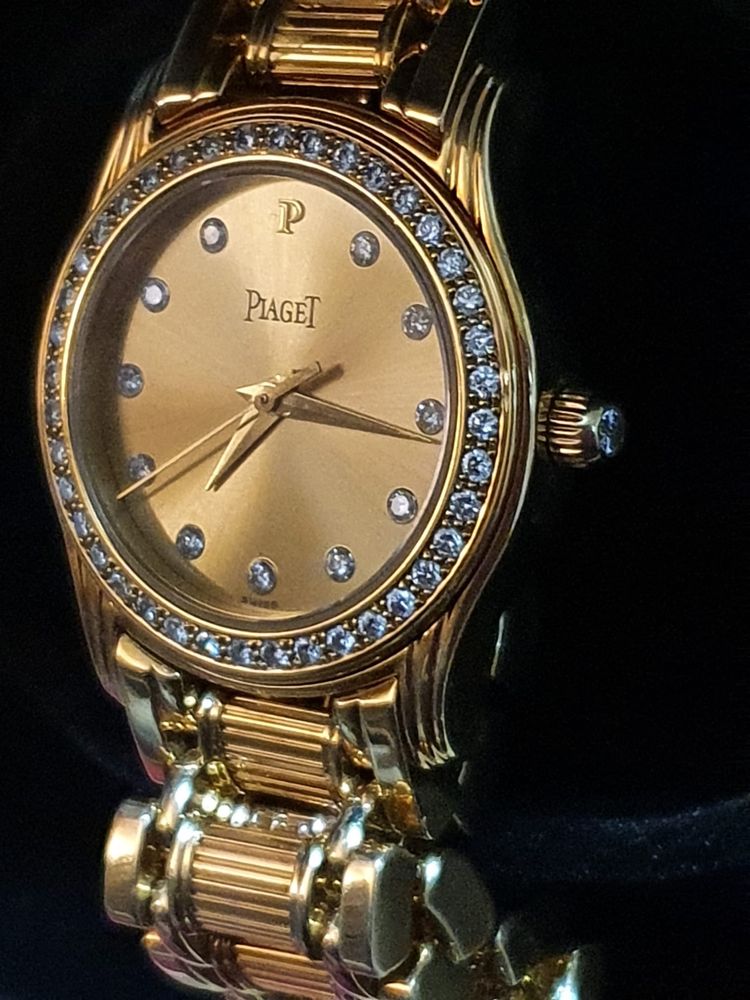 Złoty zegarek z diamentami złoto 750 diamenty Piaget