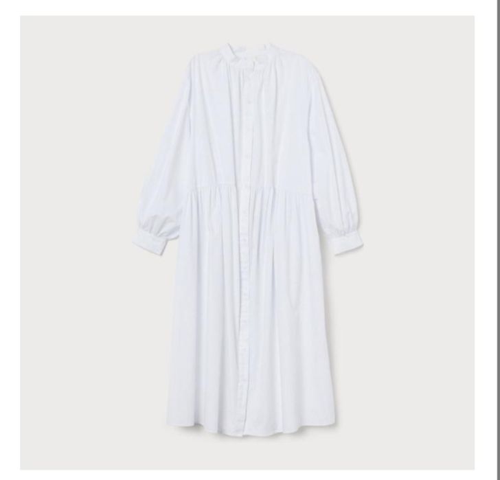 Біла сукня максі-міді h&m з кишенями оверсайз.