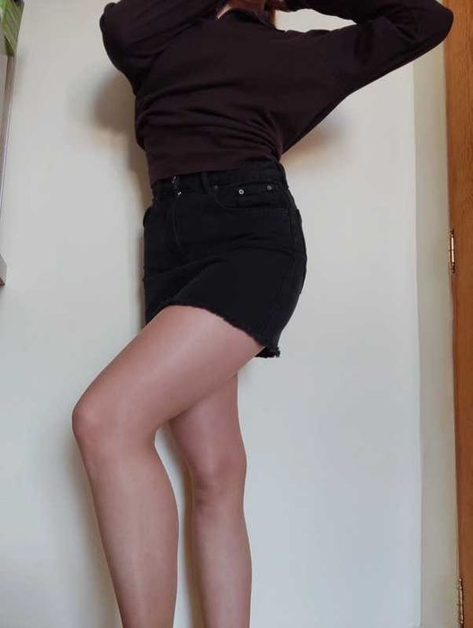 Spódnica czarna mini xs s 34/36 jeansowa z wyższym stanem
