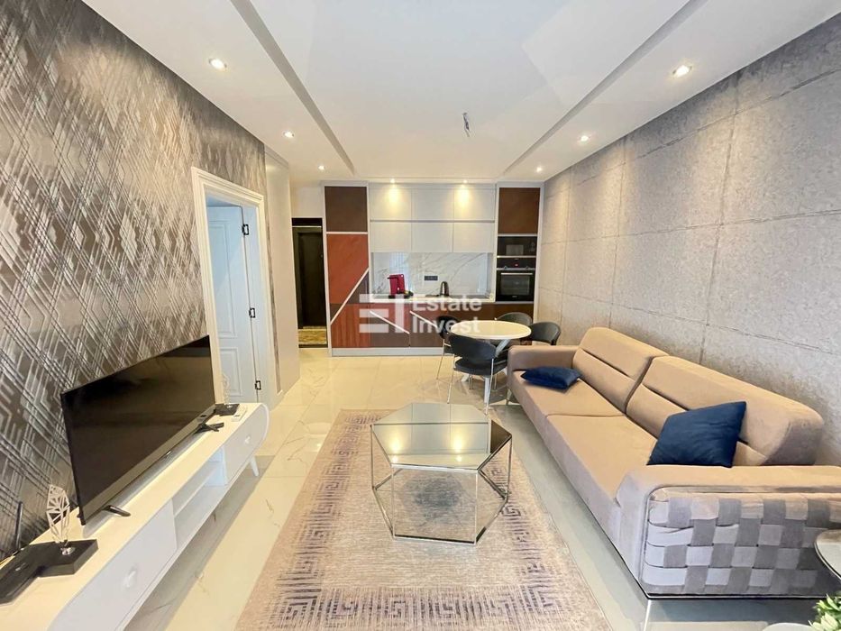 Оренда квартири 1+1 на першій лінії біля моря, преміум ЖК, Аланія