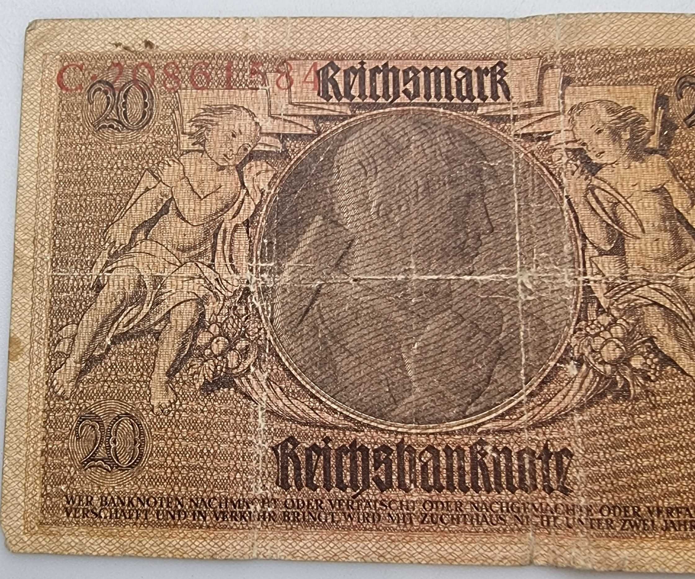 20 Reichsmark Banknot Niemcy 1929 rok .