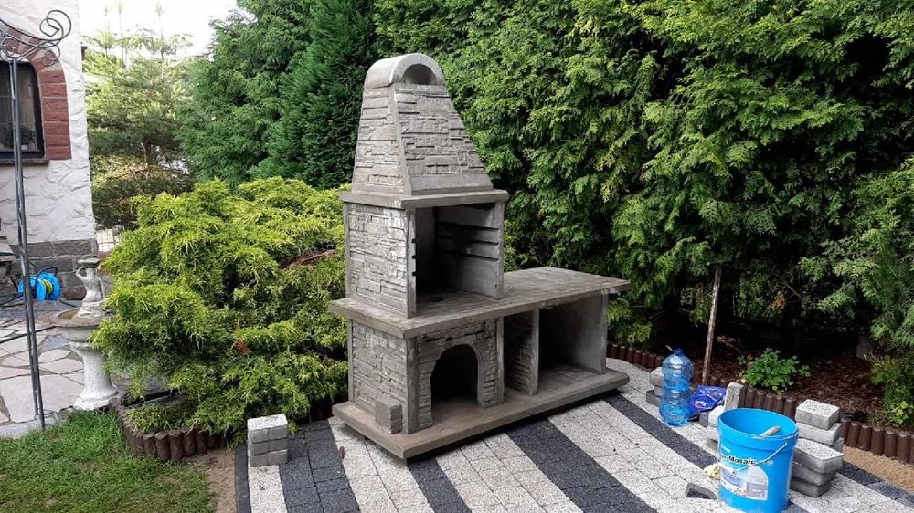 Wyprzedaż Duży grill grillo-wędzarnia Kominek betonowy zbrojony PROMOC