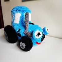 Traktorek pluszowy zabawka amigurumi handmade traktor na szydełku