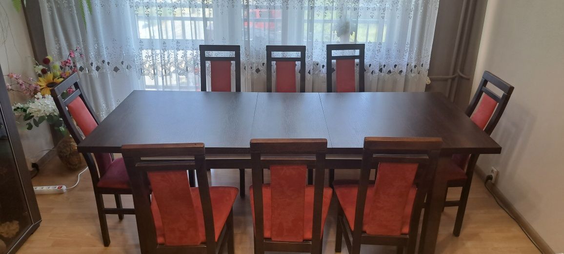 Stół z krzesłami, kolor Venga, 160 x 80, jadalnia/salon